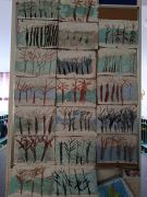 malowanie pianką do golenia las zimą