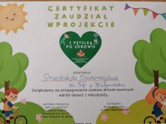Certyfikat za udział w Projekcie